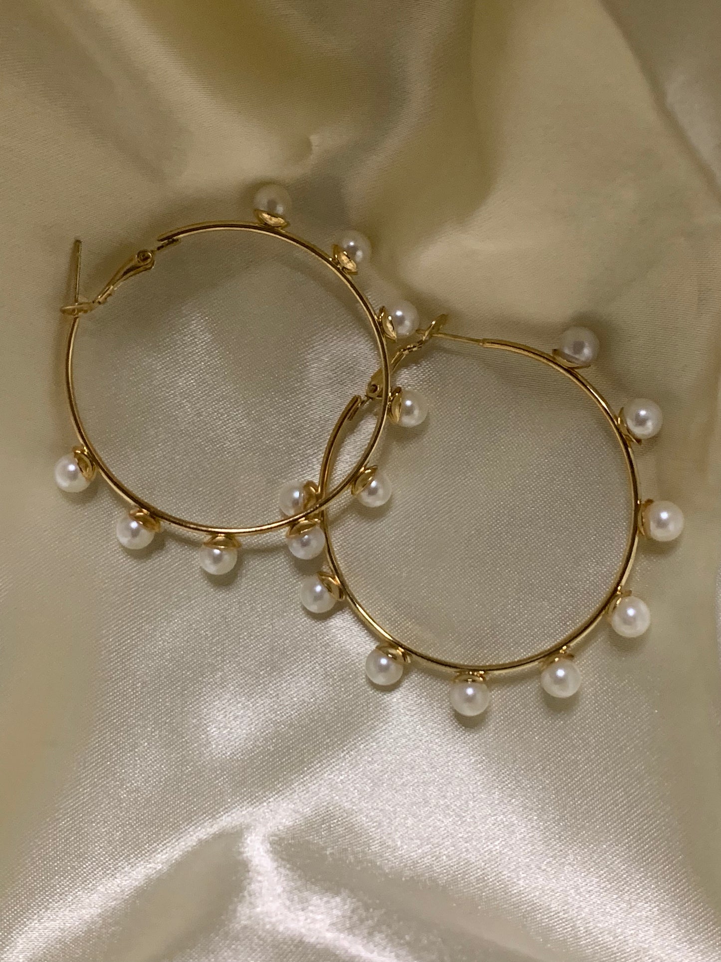 Pearl-N-Gold Hoop Earrings