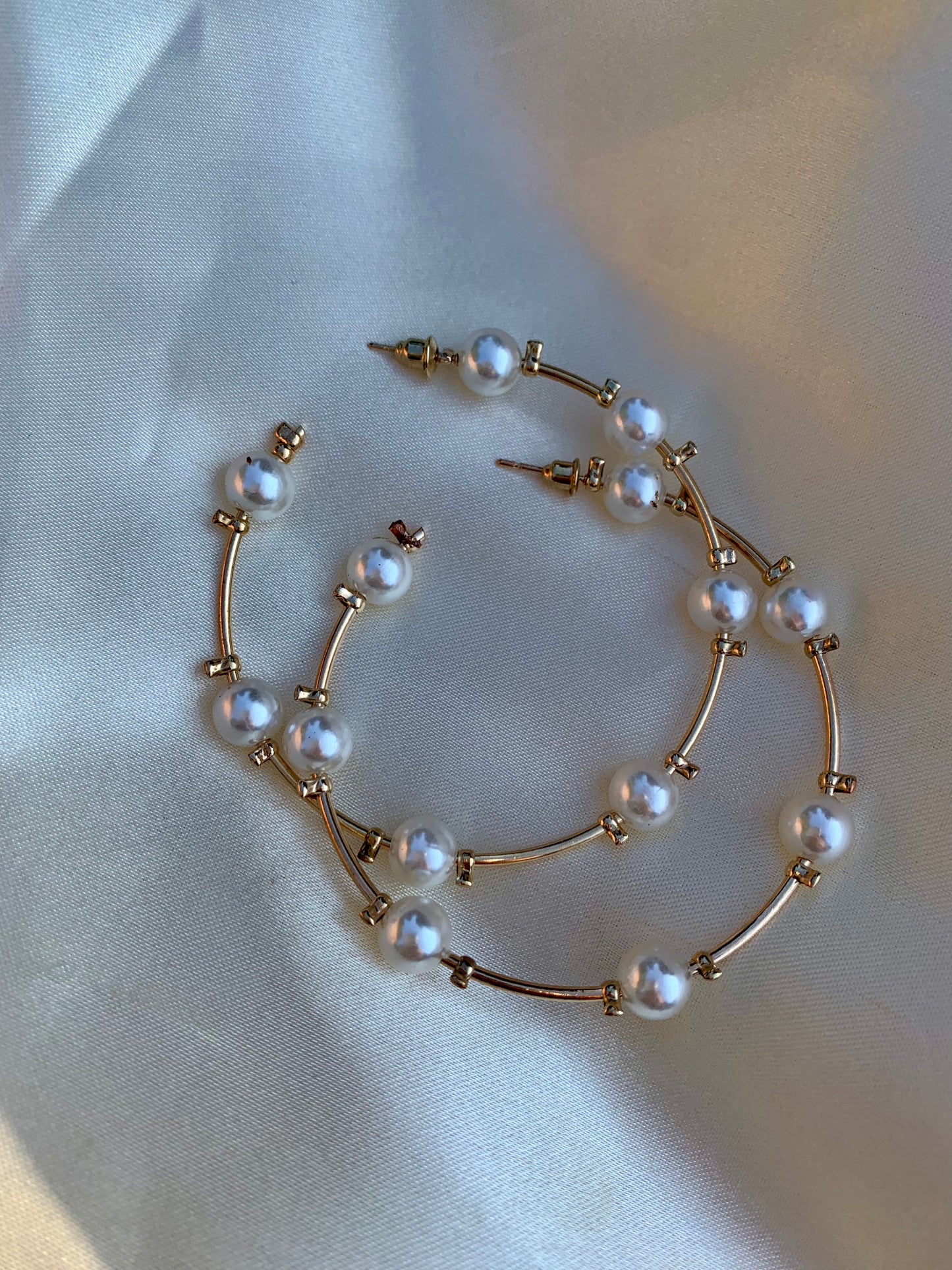 Pearl-N-Gold Hoop Earrings